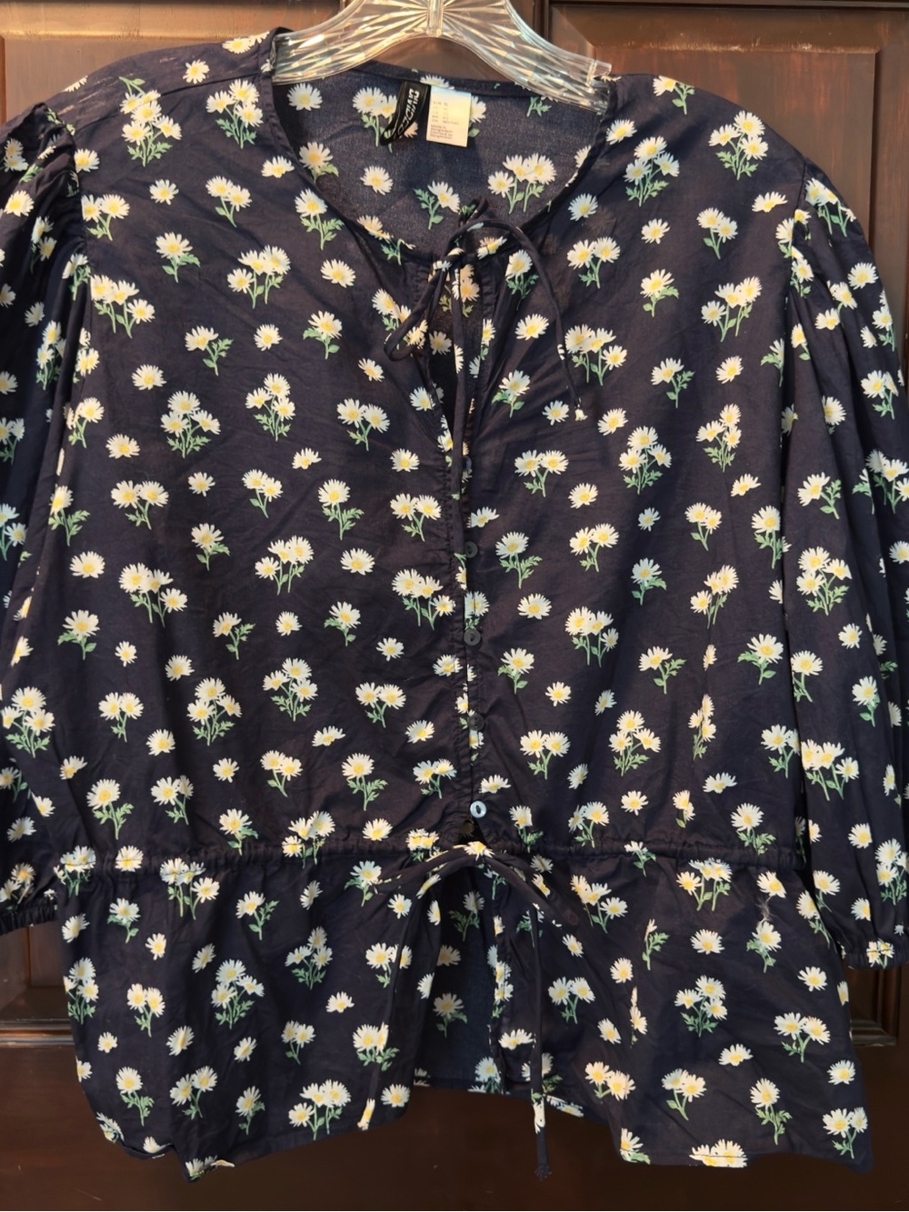 Navy floral blouse